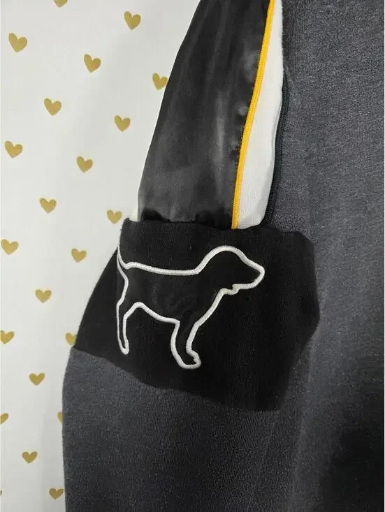 Victorias Secret Pink Rare Embroidered Dog Logo Quarter Zip Hooded Jacket SMALL - Picture 3 of 7